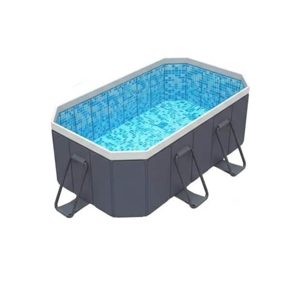Foldable 102.36"L x 64.96"W x 21"H Outdoor Pool – Non-Inflatable Frame, Thickened Support for Kids, Adults & Dogs