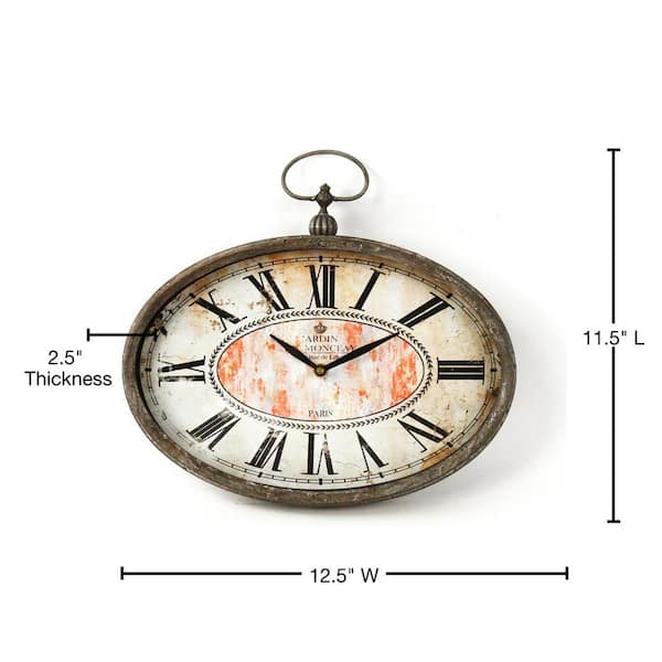 Zentique Wide Oval Distressed Iron Paris Clock PC004 - The Home Depot