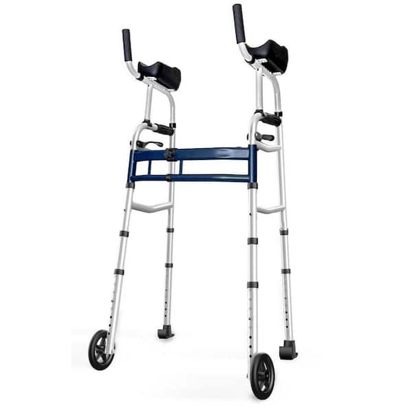 Folding Upright Walker with Removable Armrests, 450 lbs Heavy Duty, Width and Height Adjustable Narrow Walkers