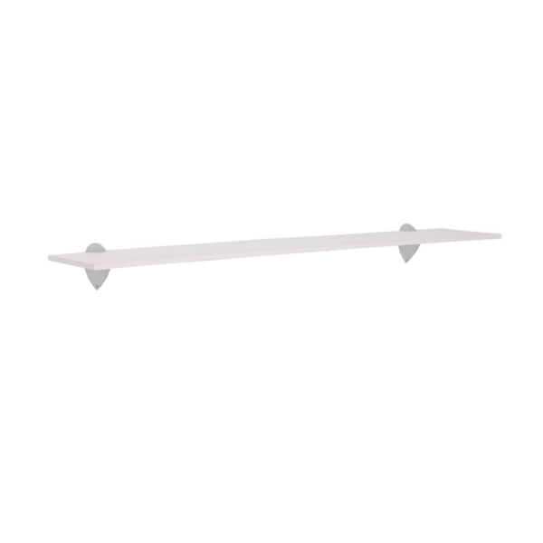 35.375 in. W x 7.125 in. D Puzzle White Shelf with Jazzy Silver Brackets Decorative Shelf Kit