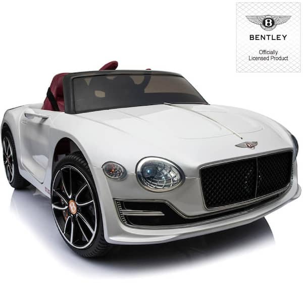 Siavonce Bentley Licensed Cars for Kids, 12V Battery Powered Kids Ride-on Car White, 4 Wheels Motorized Vehicles Children Toys