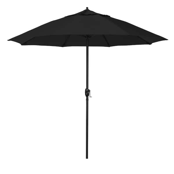 California Umbrella 9 ft. Bronze Aluminum Market Patio Umbrella with Fiberglass Ribs and Auto Tilt in Black Olefin
