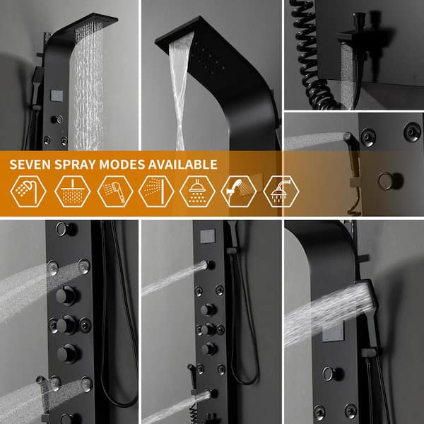 BWE 8-Jet Rainfall Shower Panel System with Rainfall Waterfall