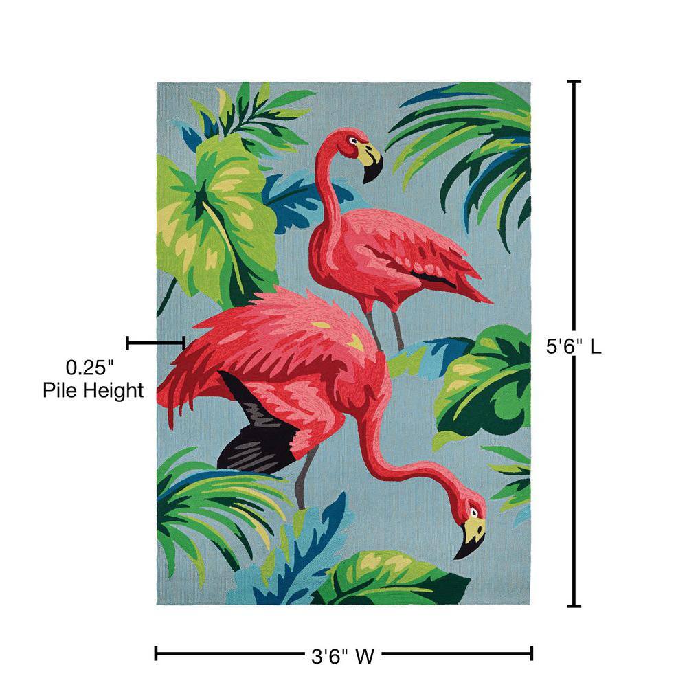Covington Handmade Tropical Blue Rectangular Synthetic Area Rug, 3'6" x 5'6"