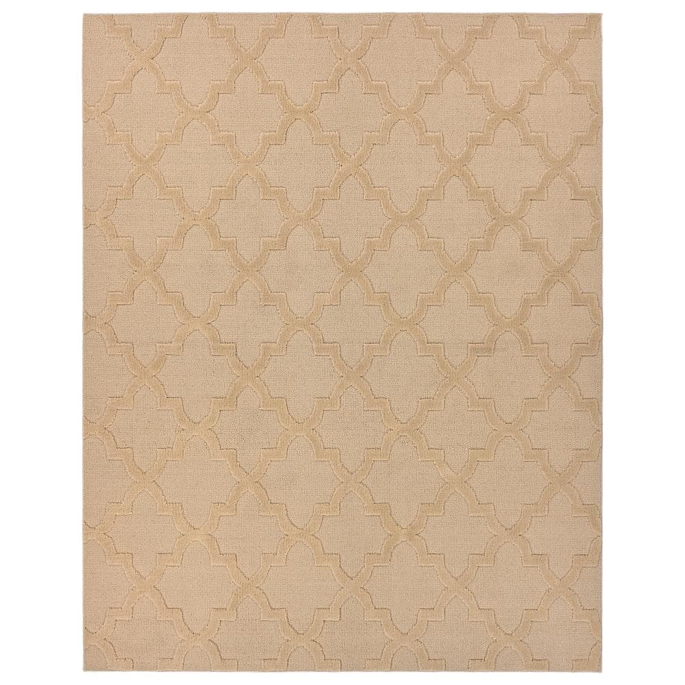 Garland Rug Quatro Tan 7 Ft 6 In X 9 Ft 6 In Quatrefoil Polypropylene Rectangle Area Rug 8811