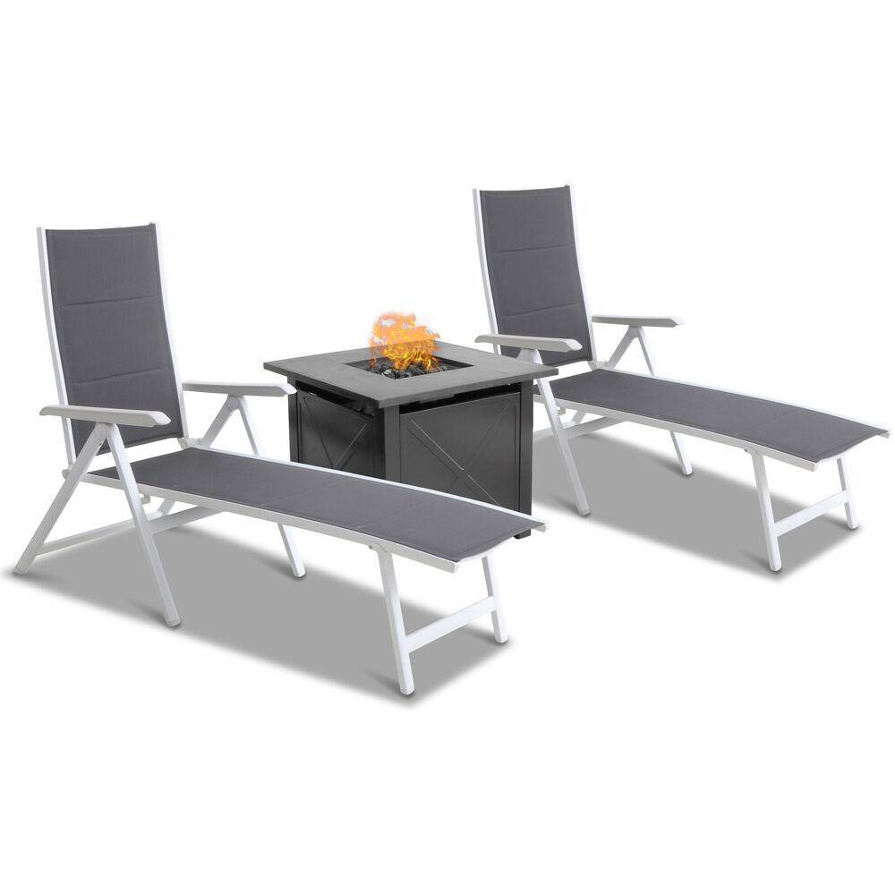 Everson 3-Piece Aluminum Sling Outdoor Chaise Lounge