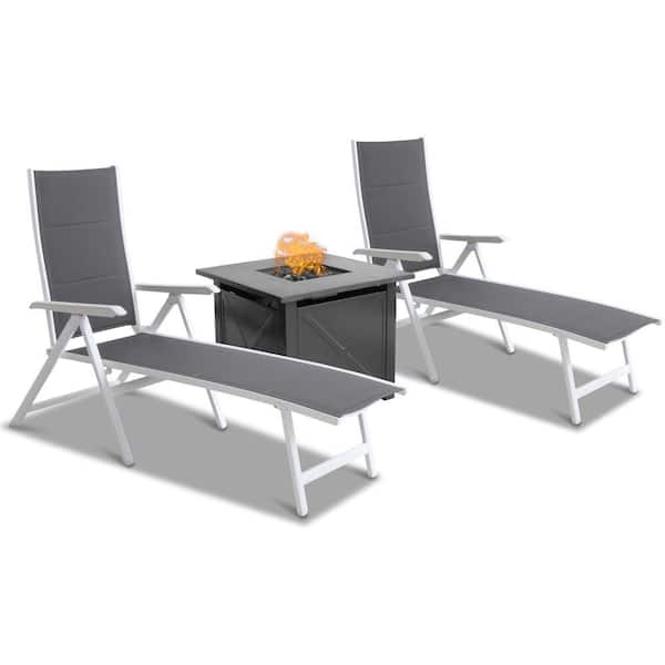 Unbranded Everson 3-Piece Aluminum Sling Outdoor Chaise Lounge