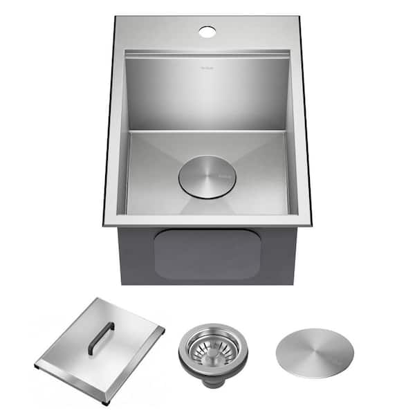 Kore 15 in. Outdoor Drop In Top Mount 16-Gauge Marine Grade T-316 Stainless Steel Single Bowl Workstation Kitchen Sink