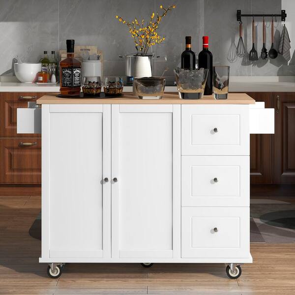 Kitchen Island on Wheels - Portable Kitchen Cart with Drop Leaf and  Lockable Casters, Rolling Kitchen Island with Wine Rack/2 Tier Open  Shelves/1 Drawer/2 Large Cabinets/Spice Rack,Towel Rack
