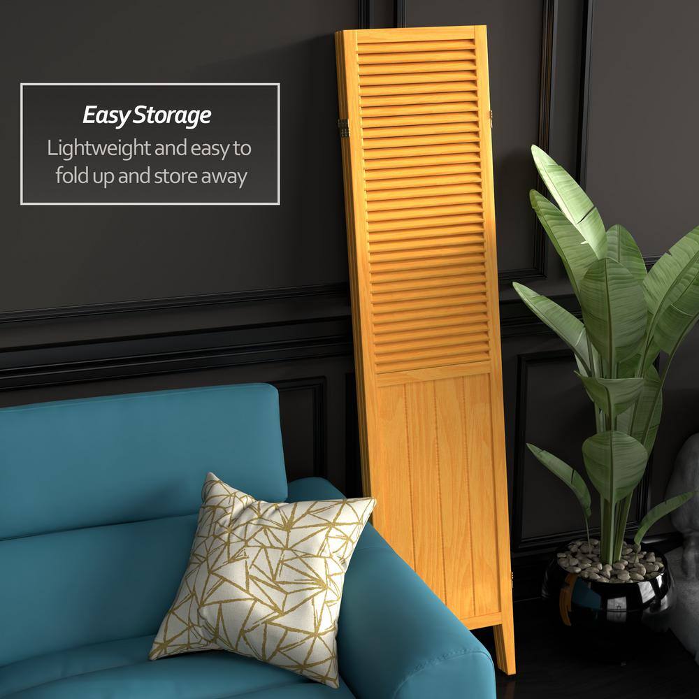Honey Oak 64" Folding 3-Panel Room Divider