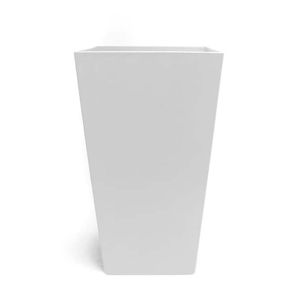 Bloem Finley Tall Tapered Square Resin Planter 20 in. Casper White