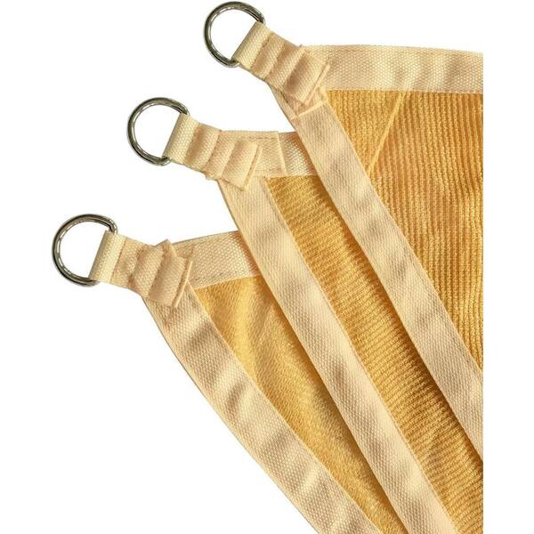 Shatex 11.1 ft. x 11.1 ft. Triangle Shade Sail UV Block Fabric with Steel D-Rings Wheat for Outdoor, Patio, Backyard Facility