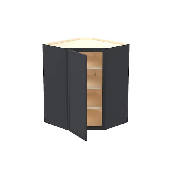 Home Decorators Collection Franklin 27 in. W x 15 in. D x 36 in. H Assembled Plywood Wall Corner Kitchen Cabinet in Valiant Onyx with Soft Close