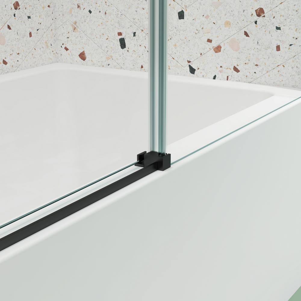 Matte Black Tempered Glass Sliding Shower Door 56-60" W x 58" H
