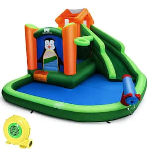 Multi-Colored Inflatable Slide Bouncer Splash Pool Water Play Center with Blower