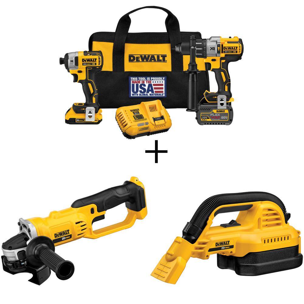 DEWALT 20Volt MAX LithiumIon Cordless Brushless Combo Kit (2Tool) w/ FLEXVOLT & 20V Batteries