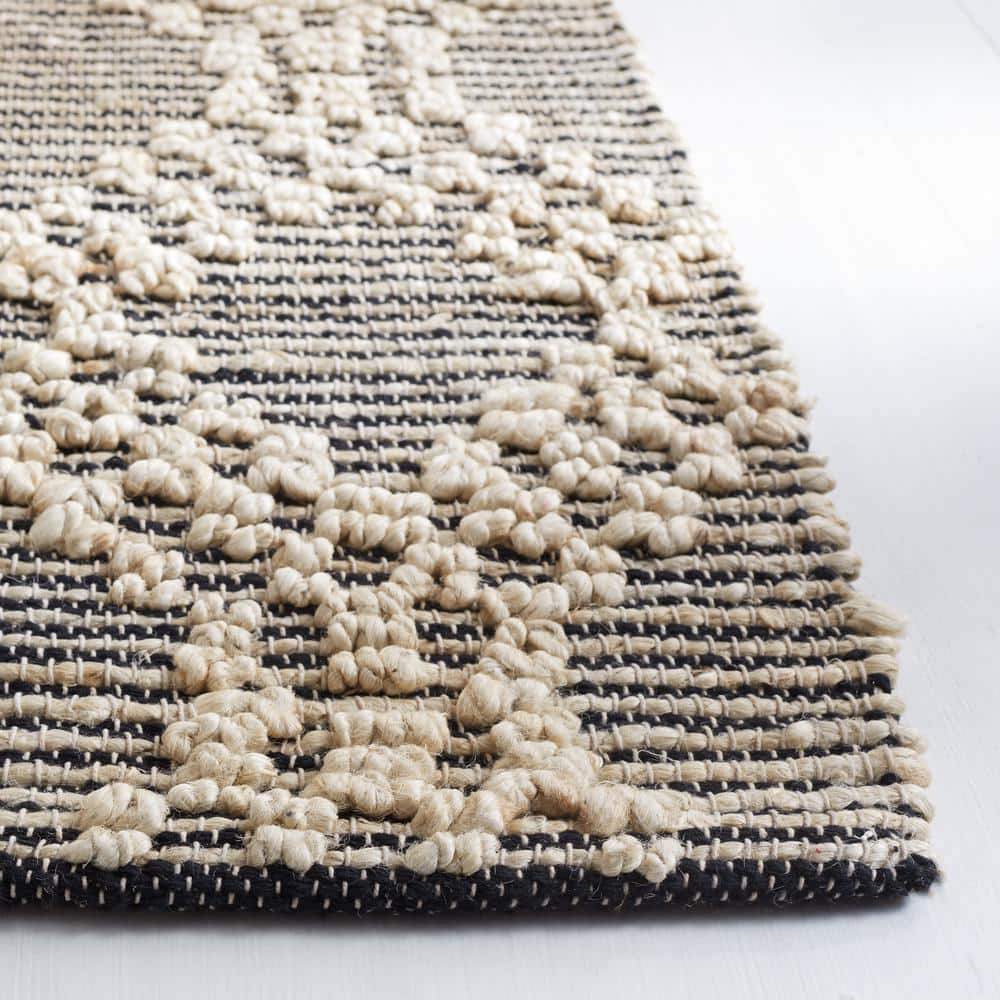 Black and Beige Flat Woven Cotton Area Rug 6' x 9'