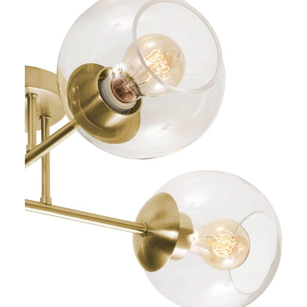 Jamie 25" Satin Brass and Glass Semi-Flush Mount Light
