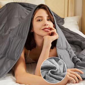 Grey Crystal Velvet Fabric 60 in. x 80 in. 17 lbs. Home Weighted Blanket