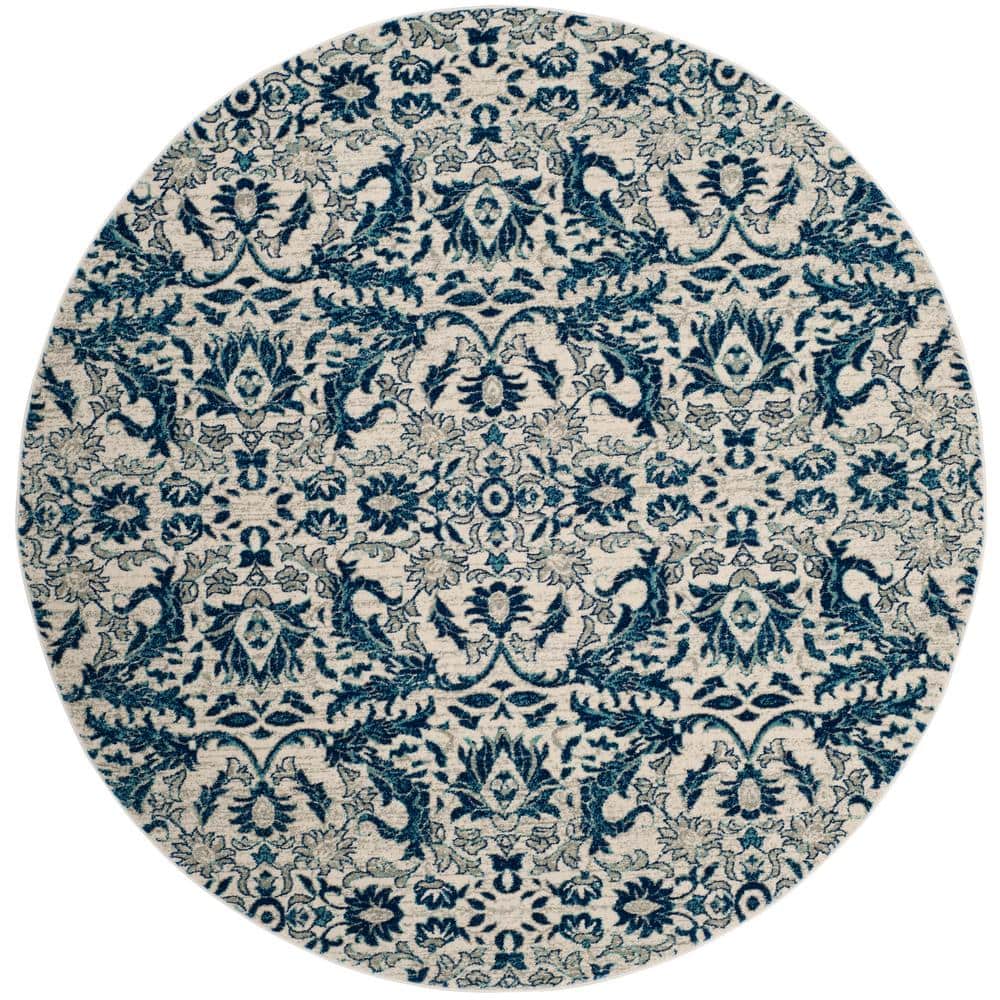 Evoke Ivory/Blue 7 ft. x 7 ft. Round Floral Area Rug price history on PriceWatchPro