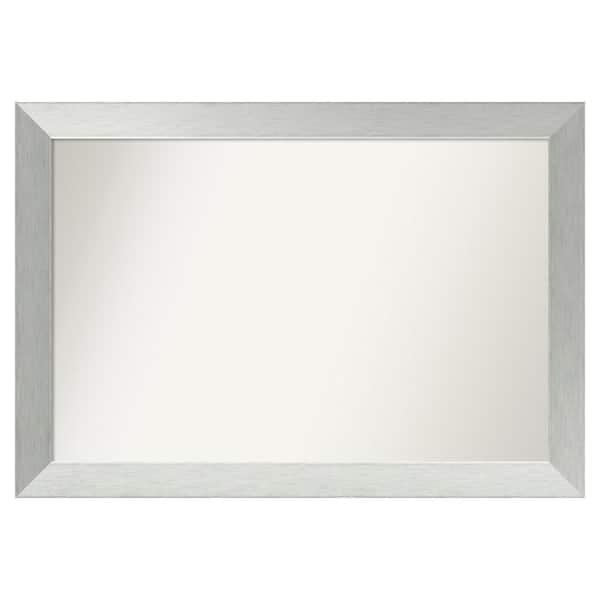 Amanti Art Brushed Sterling Silver 36 in. x 25 in. Custom Non-Beveled Wood Framed Bathroom Vanity Wall Mirror