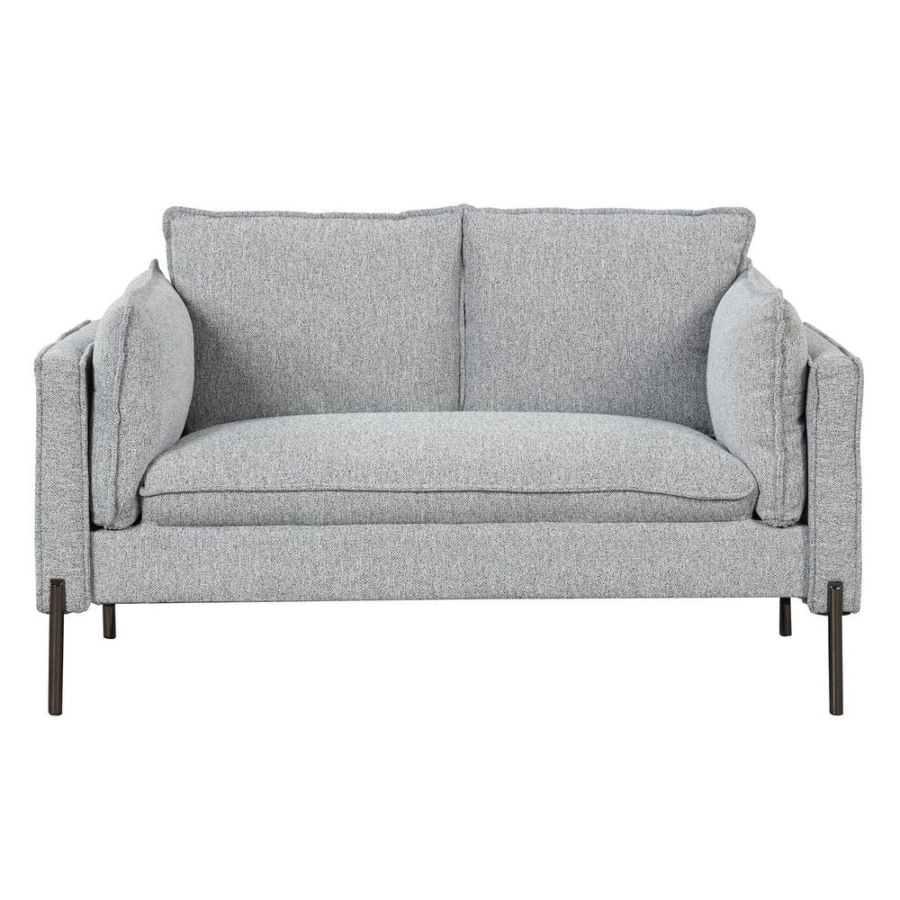 Angel Sar 56 in. Gray Linen 2Seater Loveseat with Armrest and Pillows AD000129 The Home Depot