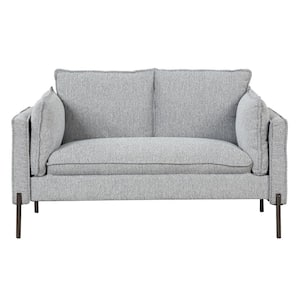 56 in. Gray Linen 2-Seater Loveseat with Armrest and Pillows