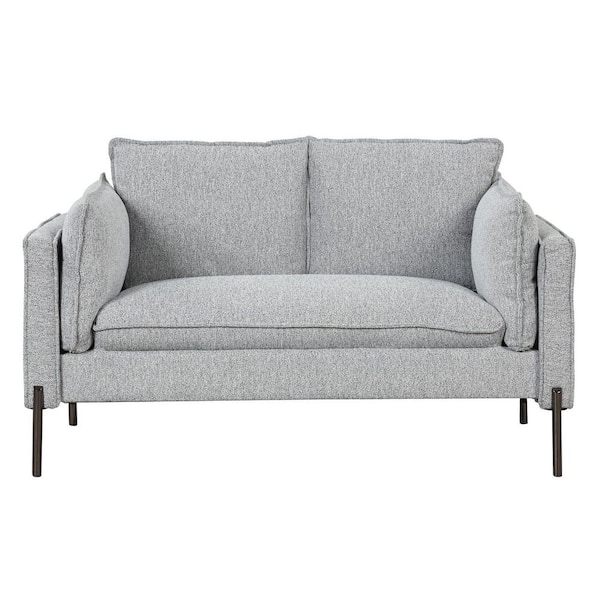 Angel Sar 56 in. Gray Linen 2-Seat Loveseat with Armrests
