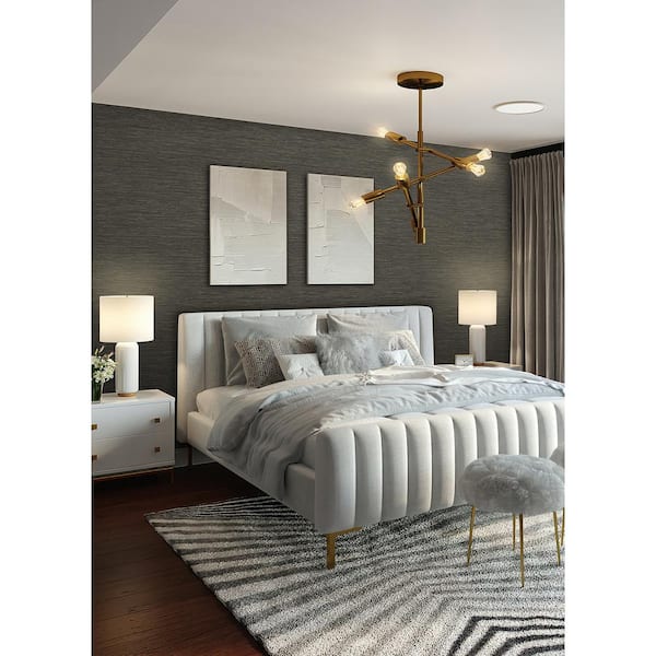 Black Dimensional Grasscloth Peel and Stick Wallpaper