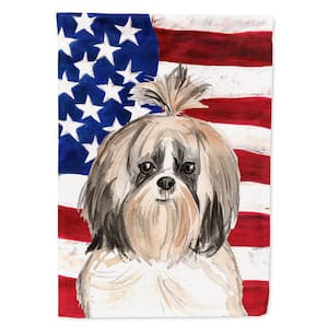2.3 ft. x 3.3 ft. Polyester Patriotic USA Shih Tzu 2-Sided Heavyweight Flag Canvas House Size