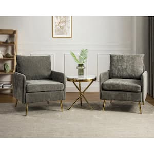 Magnesia Gray Polyester Arm Chair with Removable Cushions (Set of 2)