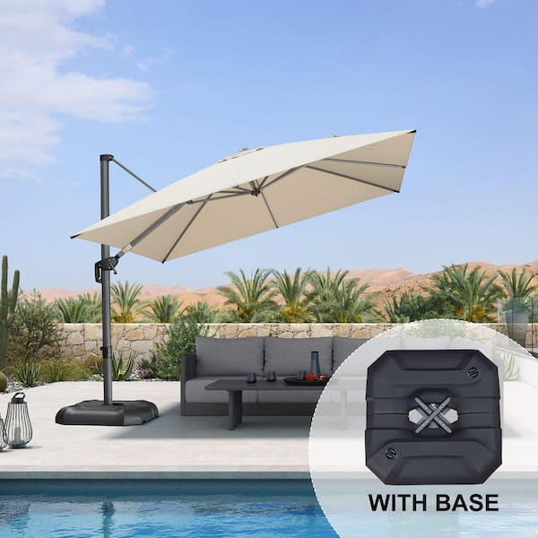 10x10 square cantilevered patio umbrella Aurora 10x10' Square Cantilever Umbrella With Crank Lift Infinity Tilt