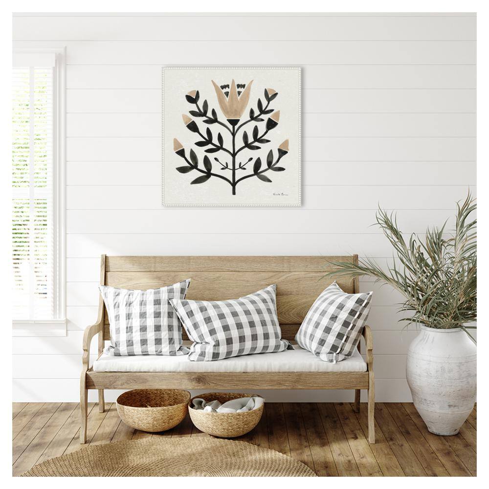 Beaded Perimeter Botanic-Inspired Canvas Tapestry