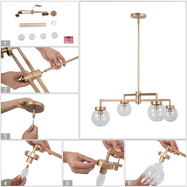 Uolfin Modern Gold Sputnik Bedroom Chandelier, 27.5 in. 4