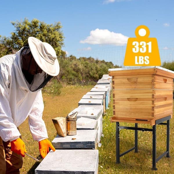 KIWDZFU Adjustable Metal Bee Hive Stand Bee Hive Frame Stands Hive