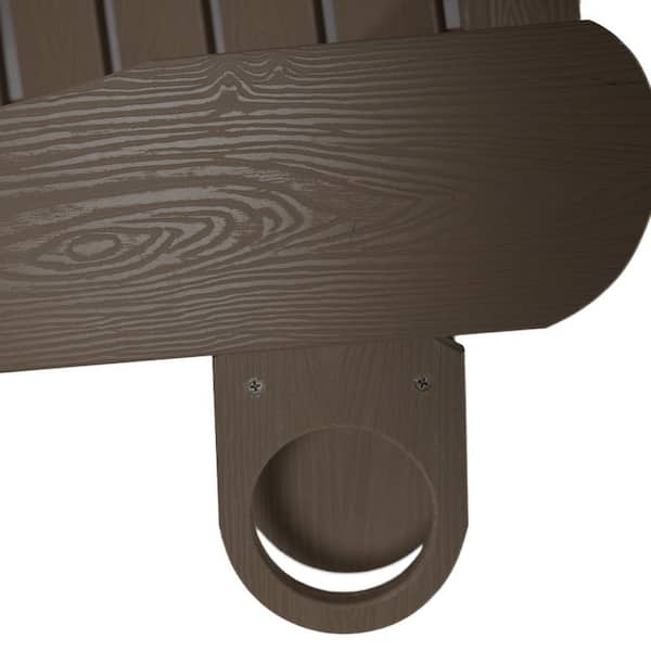 Dark Brown Adirondack Chairs with Cup Holder for Fire Pit and Garden
