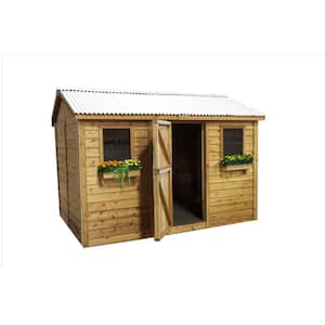Cabana 12 ft. W x 8 ft. D Cedar Wood Garden Shed with Metal Roof (96 sq. ft.)