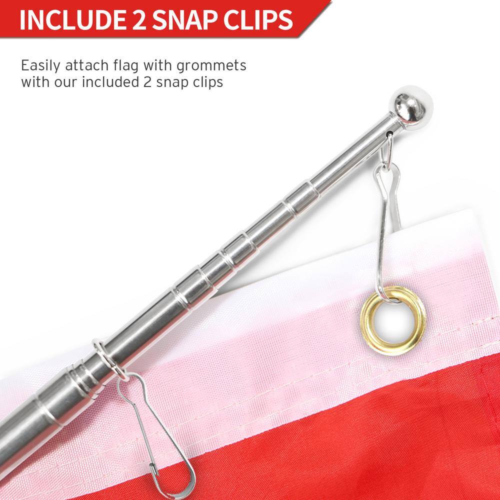 4-Foot Red Telescopic Stainless Steel Handheld Flagpole