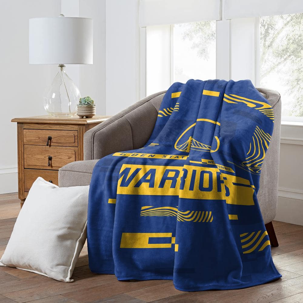 Golden State Warriors Blue and Yellow Raschel Throw Blanket
