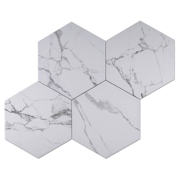 MOLOVO Elegance White Hexagon 7.87 in. x 9.45 in. Matte Porcelain Tile Sample
