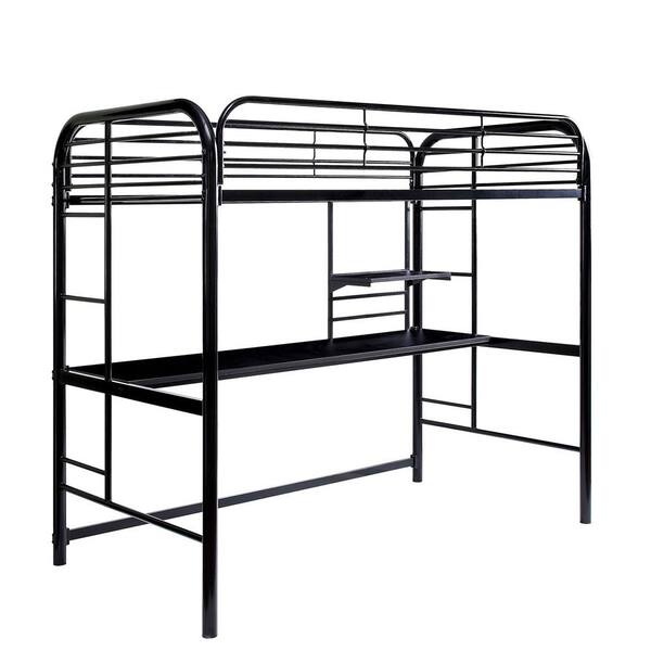 Barny Black Twin Loft Bed AD BK938BK The Home Depot   Black Loft Beds Ad Bk938bk 64 600 