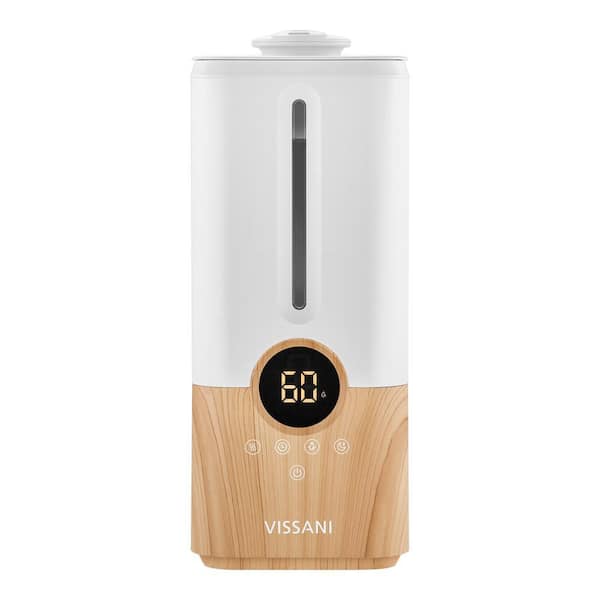 Vissani 1.5 Gal. Ultrasonic Humidifier 360 ° Turning Dual Nozzle Cool Mist for Medium Room in Wood Grain