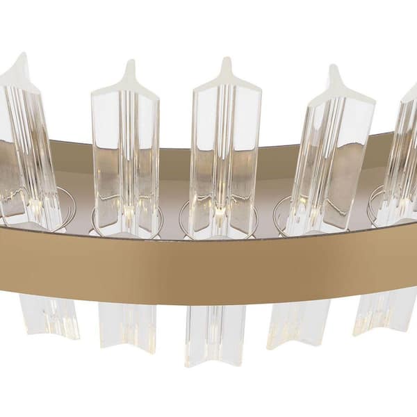 OUKANING 31.5 in. 1 Light 3-Color Integrated LED Gold Modern