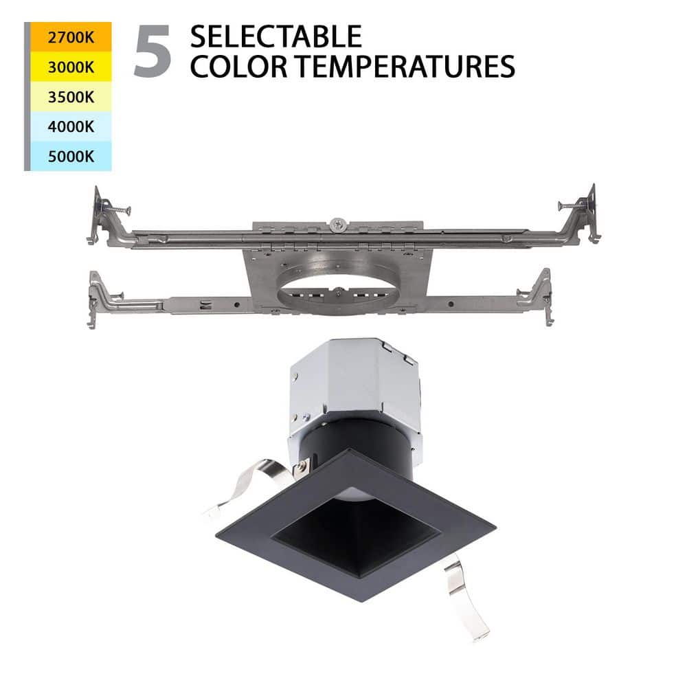Pop-In 4 in. Square Adjustable CCT New Construction IC Rated Indoor/Outdoor Integrated LED Recessed Light Trim price history on PriceWatchPro