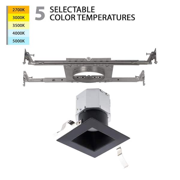 WAC LIMITED Pop-In 4 in. Square Adjustable CCT New Construction IC Rated Indoor/Outdoor Integrated LED Recessed Light Trim