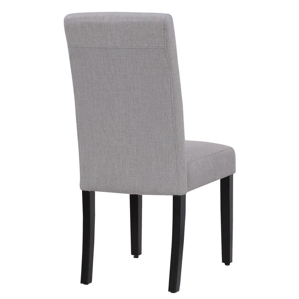 Gray Linen Upholstered Parsons Side Chair with Wood Legs