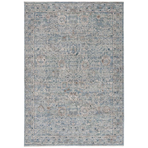 SAFAVIEH Antique Patina 5 ft. x 8 ft. Blue/Ivory Border Floral Area Rug