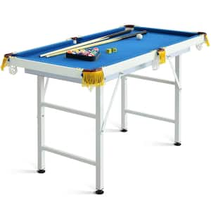 47 in. Folding Billiard Table Pool Game Table for Kids w/Cues and Chalk and Brush