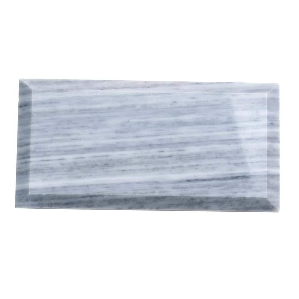 Gray 3" x 6" Beveled Polished Marble Subway Tile