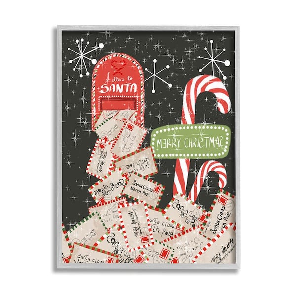 Stupell Industries Letters For Santa Mail by Hannah Byatt 1-Piece Framed Graphic Print Typography Poster Art Print 20 in. x 16 in.